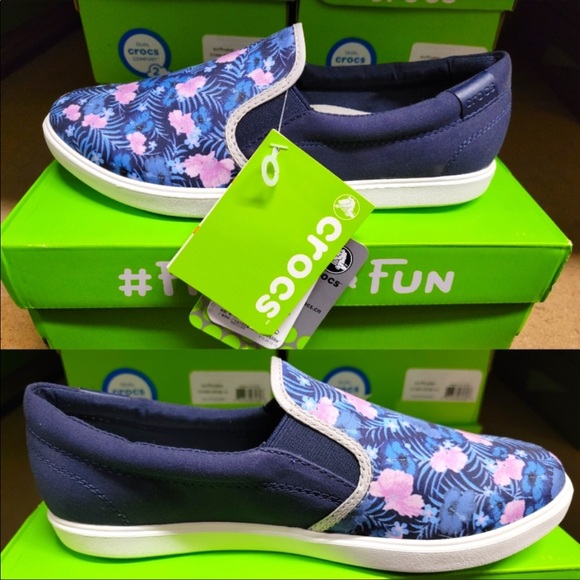 Crocs Floral Slip On Sneakers - Picture 1 of 6